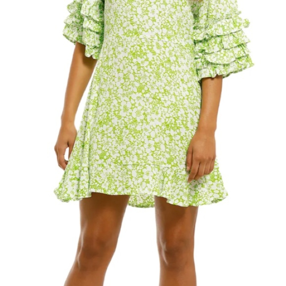Faithfull the Brand Serafina Ruffle-Sleeve Mini Dress